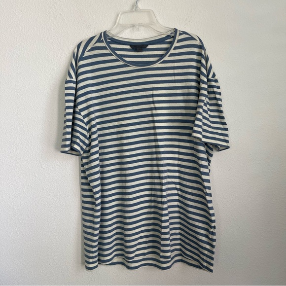 John Varvatos Collection Striped Short Sleeve Silk / Cotton Tee T Shirt - Picture 2 of 6